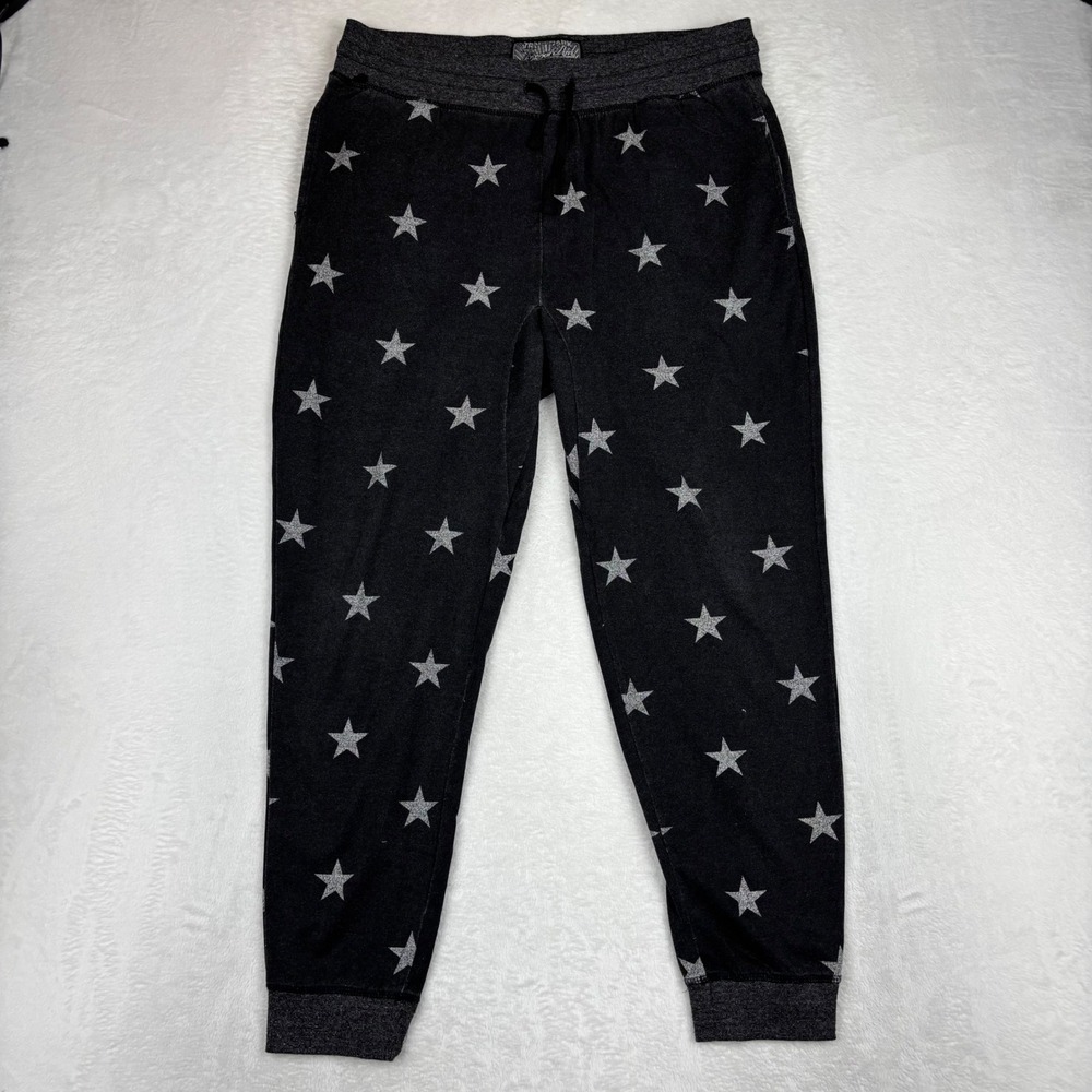 Brooklyn Cloth Mens Star Print Joggers Charcoal Grey Sweatpants Size L